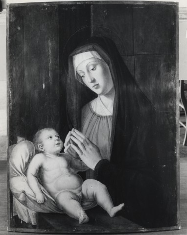 Anonimo — Jacopo da Valenza - sec. XV - Madonna in adorazione del Bambino — insieme